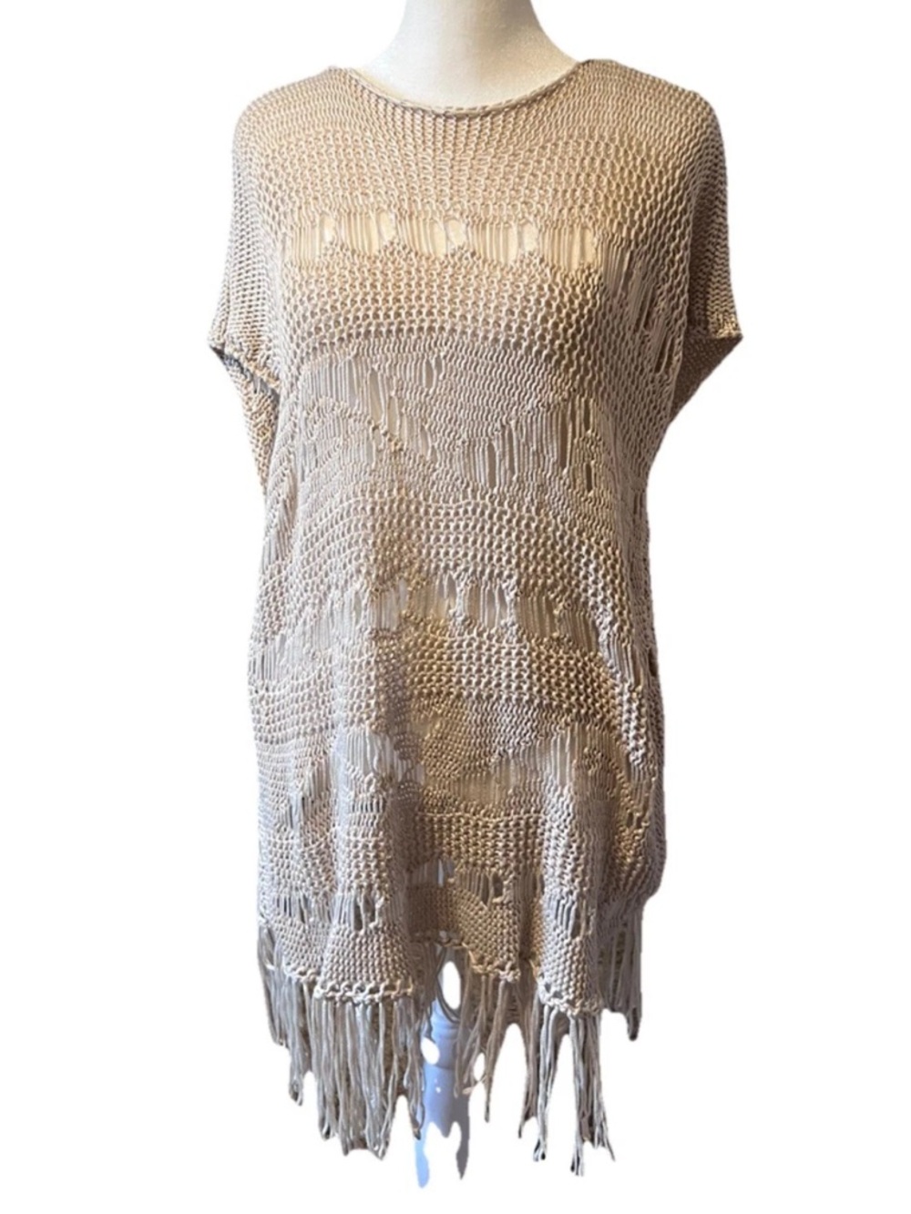 Willow & Clay Crochet Short Sleeve Cover Up Dress Boho Festival Women’s Large